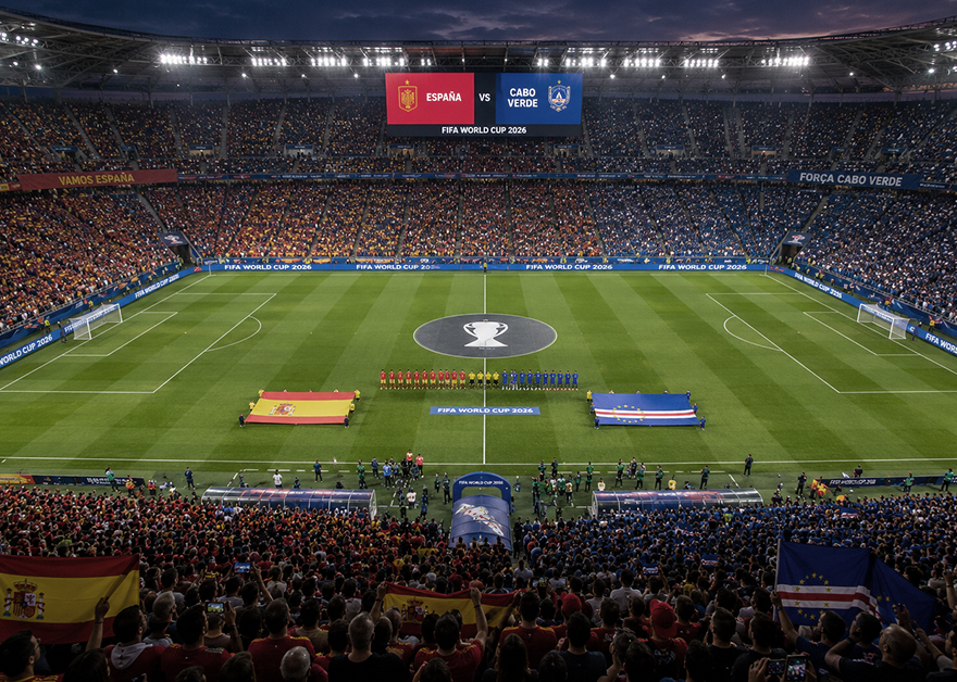 Estadio lleno durante la presentación del partido entre España y Cabo Verde en el Mundial 2026