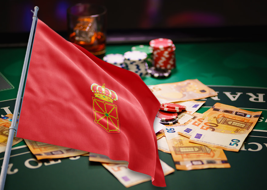 Bandera de Navarra con símbolos de casino