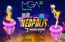 Arte de la slot RF Neópolis Golden Edition de MGA Games con estética retrofuturista y detalles dorados