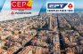 Vista aérea de Barcelona con la Sagrada Familia y los logos del CEP y del European Poker Tour