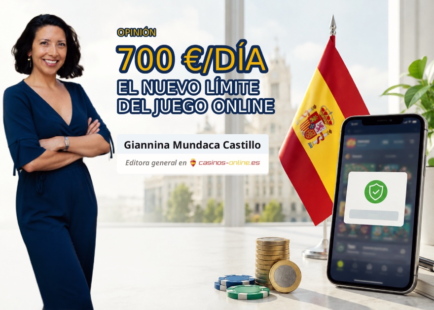 Montaje editorial sobre el nuevo límite de depósito de 700 € diarios en el juego online en España.