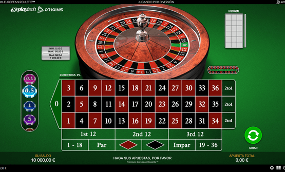 Mesa de ruleta europea online de Playtech