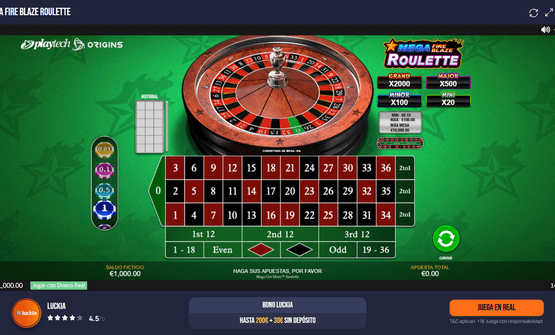 Mesa de la ruleta Mega Fire Blaze en vivo de Playtech