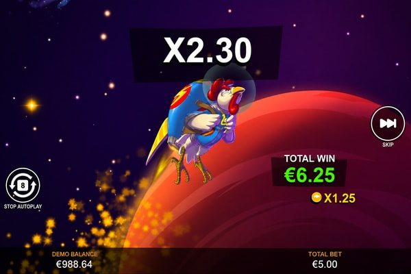 Circus Launch con el multiplicador en 2,30x y una ganancia de 6,25 €.