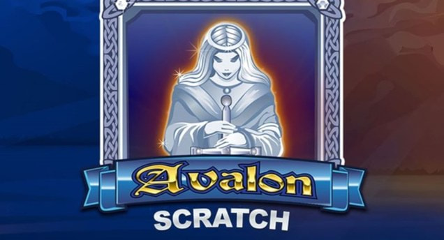 Pantalla de bienvenida de Avalon Scratch con la Dama del Lago