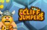 Vikingo animado junto al logotipo de Cliff Jumpers, el juego de R. Franco Digital