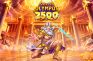 Zeus con un rayo en la mano ante un templo griego, bajo el logo de Gates of Olympus 2500.