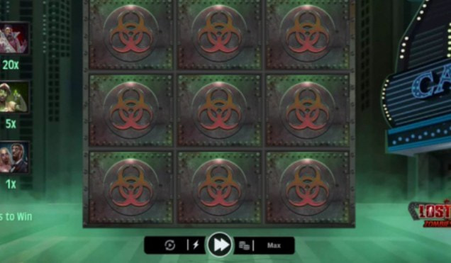 Cuadrícula sin rascar de Lost Vegas Zombies Scratch con nueve casillas selladas
