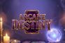 Logo de la slot Arcane Destiny con cartas del Tarot, velas y una bola de cristal