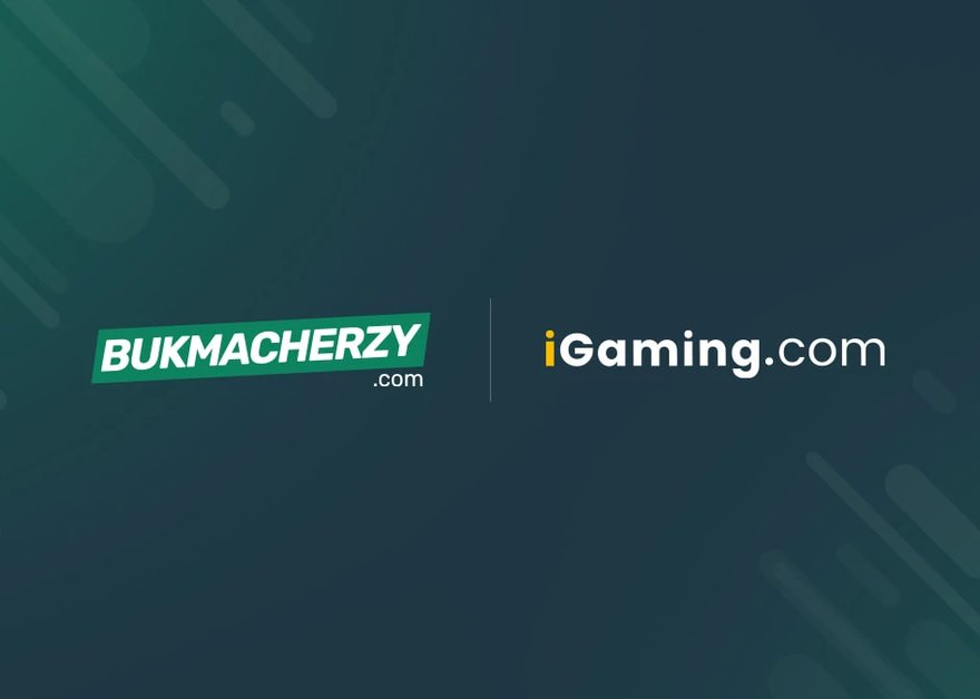 Logotipos de Bukmacherzy.com e iGaming.com sobre fondo verde oscuro